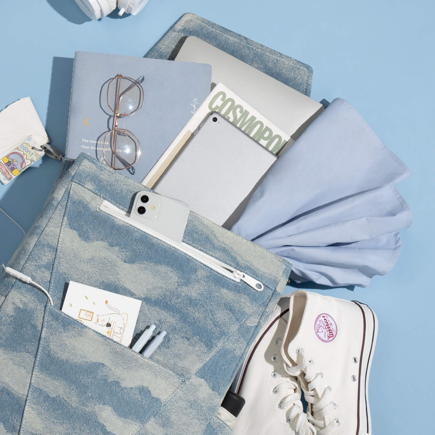 
                  
                    Denim Flap Backpack For School and Travel
                  
                